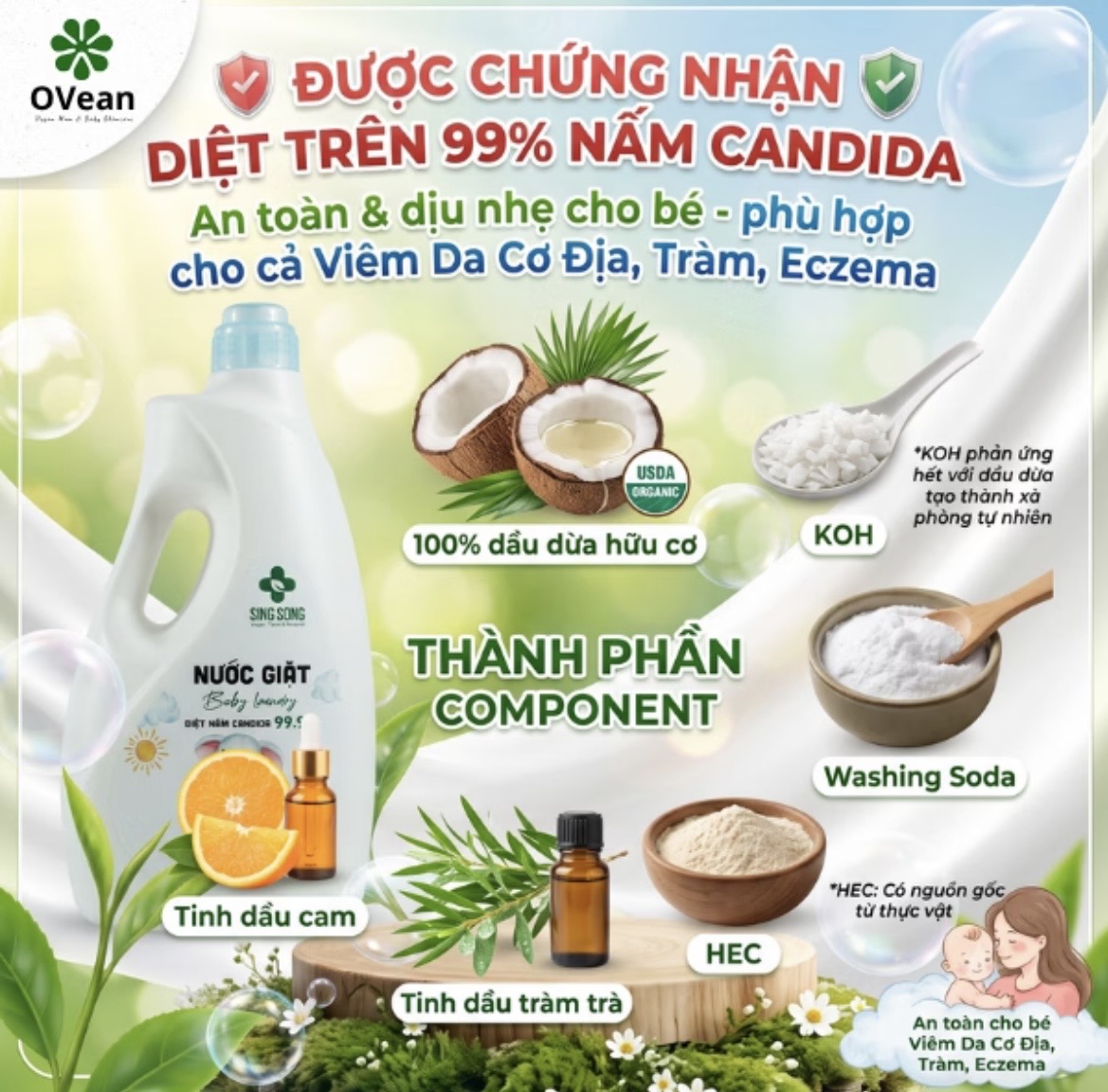 NƯỚC GIẶT SING SONG AN TOÀN CHO CƠ ĐỊA NHẠY CẢM